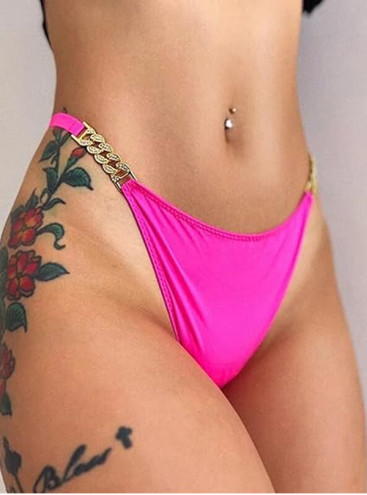 V String Thong Bikini Rhinestone Belt 